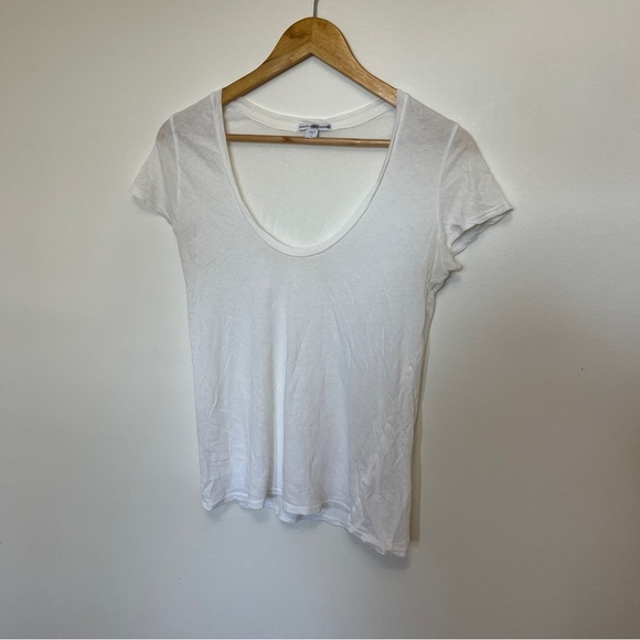 James Perse Scoop Neck White Tee Size 1 Small - Picture 2 of 4